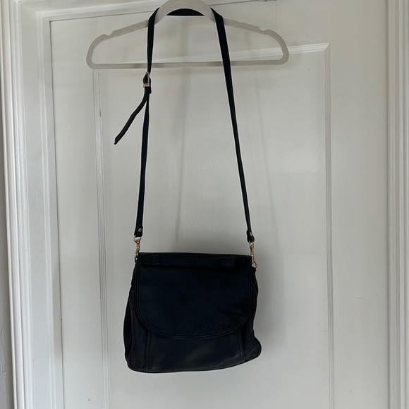 ☀️Vintage Joan Weisz Leather Black Cross body satchel bag gold hardware - Picture 5 of 12